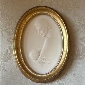 1981 Goebel gold framed Irene Spencer mother and child porcelain plaque